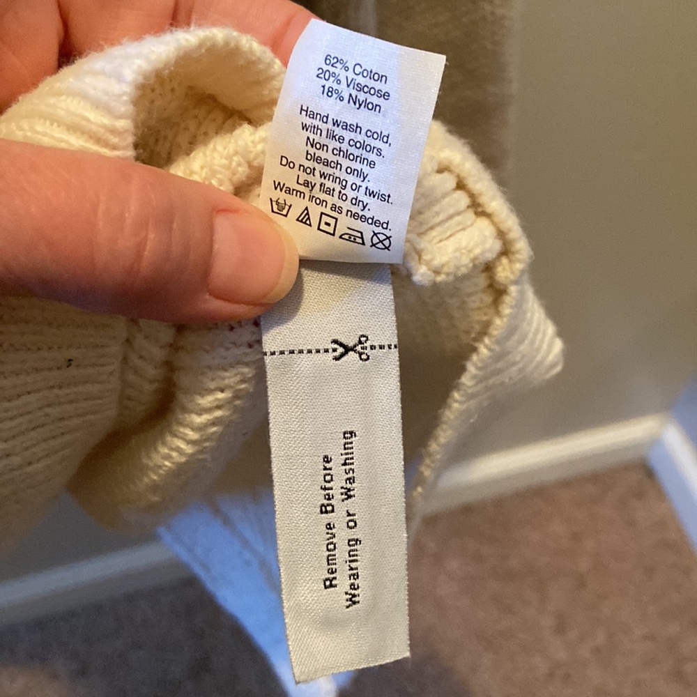 Madewell Womens Waffle split back sweater Size S pretty beige & tan Gently worn - Picture 8 of 12